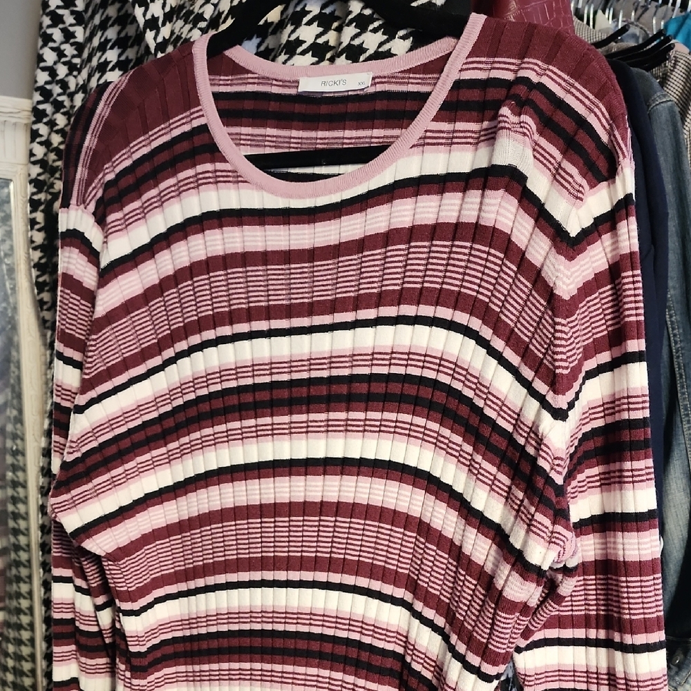 Reitmans Burgundy and White Striped Maxi Dress